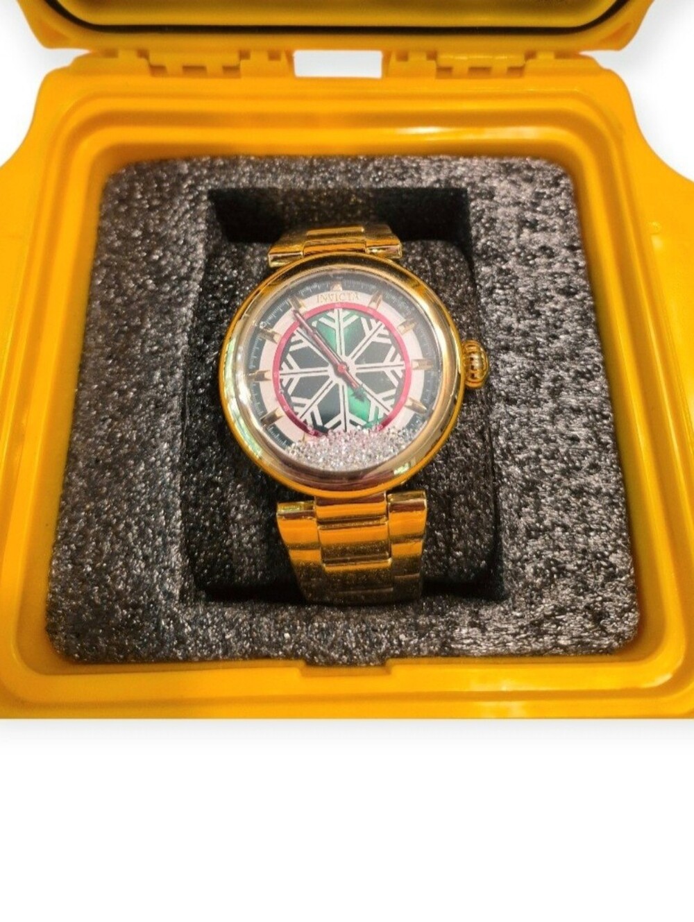 Invicta Let It Snow Green Dial W/ A Snowflake Design And Floating Crystals